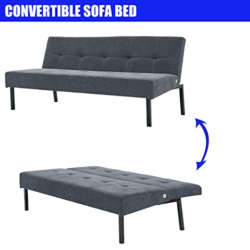 Panana Modern Convertible Futon Sofa Bed For Compact Small Space Living Room Apartment (Grey) #TOP2
