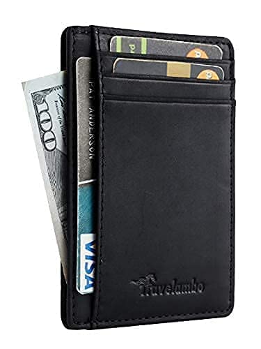 Travelambo Front Pocket Minimalist Leather Slim Wallet #TOP27