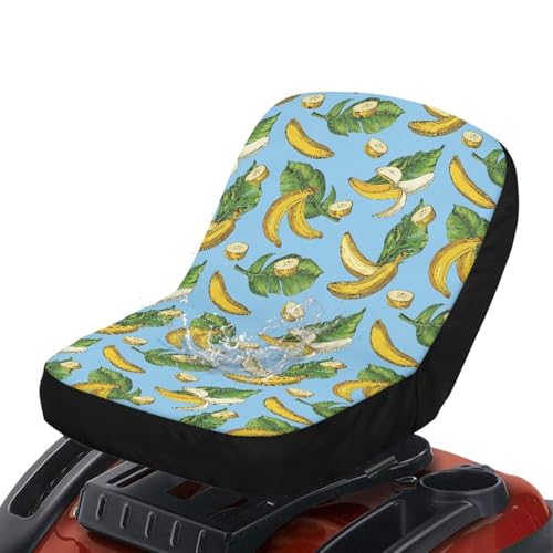 Tomeusey Tractor Seat Covers Craftsman, Banana Monstera Print Easy Install Lawn Mower Seat Protector with Mesh Pocket Fits Craftsman Lawn Mower Seat Without Armrest