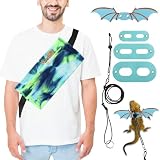 Esmorah Bearded Dragon Carrier and Leash Harness with Wings, Small Animal Sling Carrier and Reptile Carrier, Lizard Adjustable Harness and Sling Bag for Outdoor Travel Walking Rest