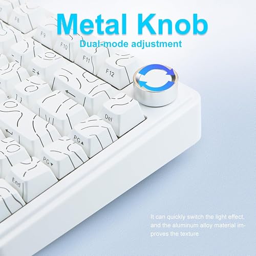 Image of AULA F75 75% Side Engraved Tri Mode TKL 80 Keys Wireless Mechanical Gaming Keyboard With Knob | 4000mAh Battery, South-Facing RGB Backlit Pre-Lubed Hot Swappable | White Contour - Star Vector Switches