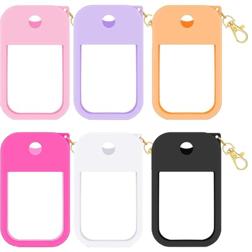 6 Pcs Silicone Case Compatible with Touchland Hand Sanitizer Travel Size Cases Fit for 1 Fl Oz/30ml Portable Mini Hands Sanitizers Keychain Holder for Work Gym (Multicolor, 30ml)