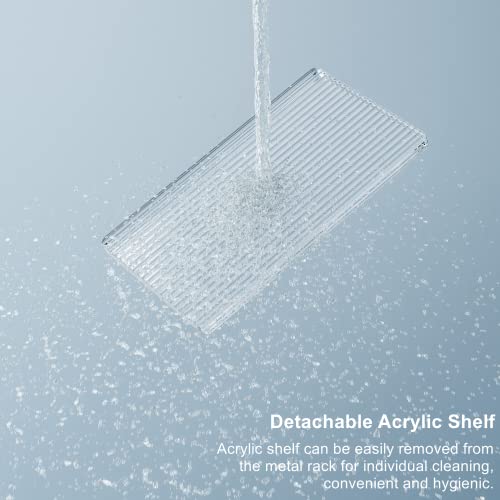 Dihaf Gold Toilet Paper Holder With Shelf,Brushed Wall Mount Bathroom Accessory Tissue Dispenser With Crystal Acrylic Shelf, Luxury Paper Roll Holder For Rv,Hotel,Club,Family #TOP3