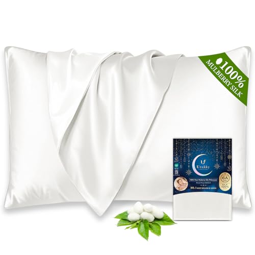 Utukky 100% Mulberry Silk Pillowcase 22 Momme - Ultra Premium 6A Grade Silk Pillow Case - Envelope Enclosure - Breathable Cooling Pillow Cover