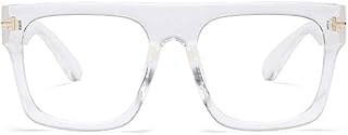 Stylish Square Blue Light Blocking Glasses Women Flat Top Big Frame Anti Blue Computer Eyewear-Relieve Headaches and Dry eye