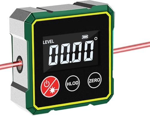Buscador de ángulos Digital Recargable por USB con láser electrónico e inclinómetro LCD. Nivelador Impermeable con Base magnética Resistente. Nivel Digital Impermeable for carpintería.
