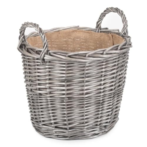 Red Hamper Cesta para leña de Mimbre Redonda Mediana con Forro W052