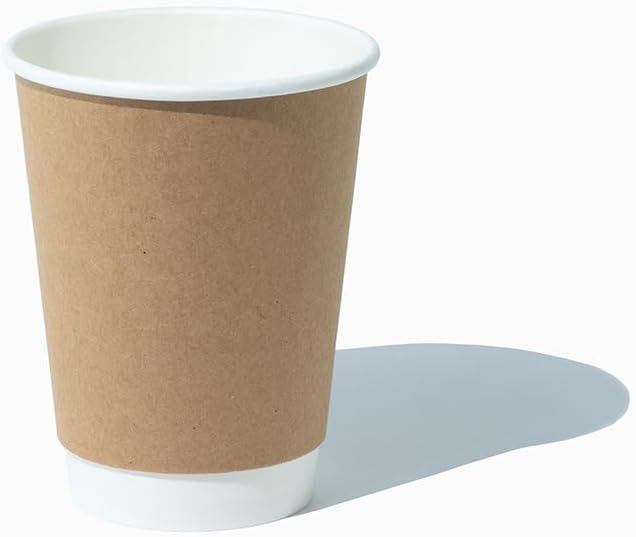 UNIQ 500-Count 12 oz Double Wall Kraft Paper Coffee Cups | Durable Hot Drink Cups for Coffee, Tea, Hot Chocolate & More