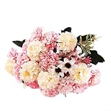 Jotekonoby Bouquet di fiori finti per palline da ping pong, decorazione per la casa, piante finte (rosa)