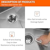 Trintion 540x440mm Stainless Steel Kitchen Sink Set - Single Deep Square Bowl Sink with Drain Basket Soap Dispenser and Overflow for Undermount or Inset Installation - Image 4