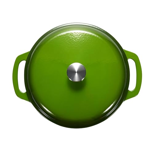 Amazon Basics Enameled Cast Iron Dutch Oven Pot with Lid, Oven Safe, Heavy-Duty, Dual Handles for Baking, Roasting, Stews, Easy to Clean, 7.3-Quart, Green by Amazon Basics - Image 3