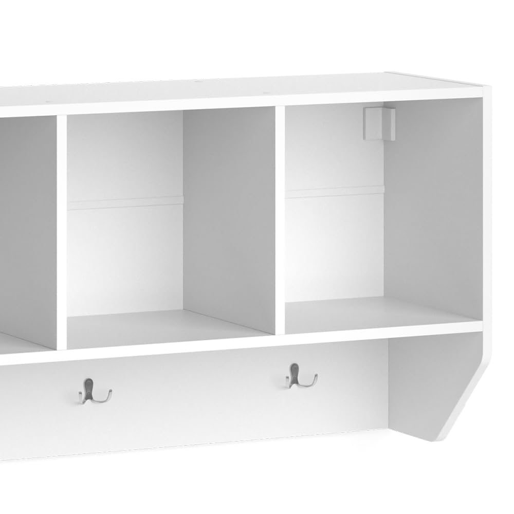 Vicco Estante de Pared para habitación Infantil Luigi, Blanco, 107.2 x 56 cm, para Montaje en Pared con estantes Abiertos y Ganchos