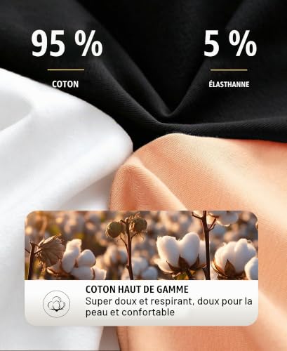 Sth Big Culotte Femme Coton avec Dentelle Slip Femme Doux et Confortable sous-Vêtements Féminins Respirants Culottes Élégantes en Coton (L) – vue 5