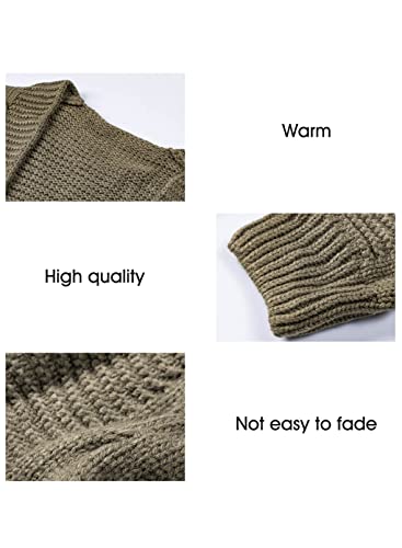 Astylish Womens Fashion Winter Warm Cozy Open Front Long Sleeve Chunky Knit Cardigan Sweater Outwear Coat Medium Size 8 10 Olive Brown #TOP3