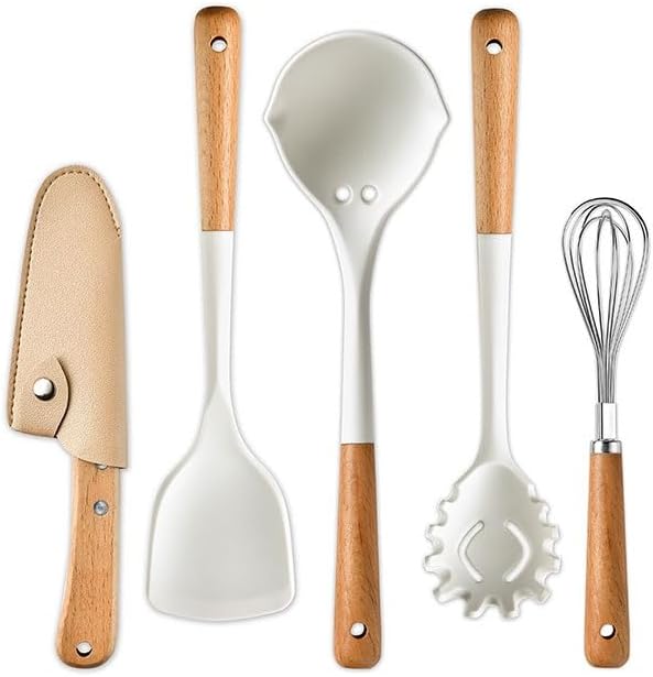 Mini Silicone Spatula Stir Frying Non Stick Pan Soup Spoon Cooking Kitchenware Set of 5 Pieces