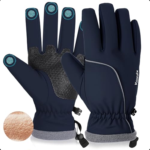 Kovulx Winter Gloves Waterproof Touchscreen L, Navy Blue