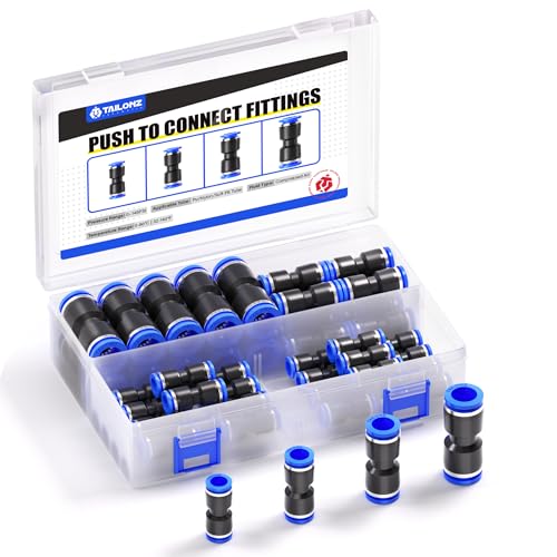 TAILONZ PNEUMATIC Straight Push Connectors Plastic Quick Release Connectors Air Line Fittings for 6 8 10 12 Tube (40 pcs)