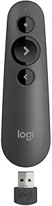 Logitech R500 Laser Presentation Remote Clicker with Dual Connectivity Bluetooth or USB for Powerpoint, Keynote, Google Slides, Wireless Presenter (Renewed)
