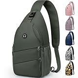 Pritent Crossbody Bags for Women Men Trendy Sling Bag Bakpack Casual Chest Bag with Convertible Shoulder Strap Travel Cross Body Bag for Hiking Traveling Outdoors (Green