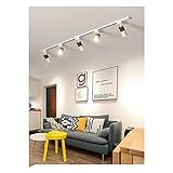 Deckenstrahler LED 25W GU10*5，led Deckenleuchte Schwarz Einstellbare Dreifarbige Dimmung，Mit 1,5m Schiene Walnuss Und Aluminium-Schienenleuchten LED Deckenlampe(Size:Trichromatisches Licht,Color:Weiß)