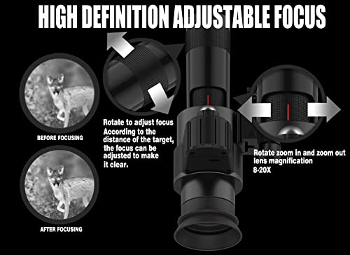 1.54”Hd Digital Night Vision Rifle Scope With Crosshair, 8-20X High Magnification Monocular, 20Mm Photosensitive Lens, Red Light Auxiliary Sight, Suitable For Full Dark Outdoor Hunting Environment #TOP5