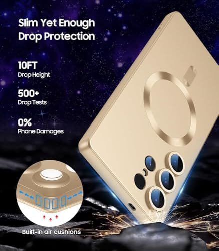 Image of DIZORO Samsung S25 Ultra Case, Compatible with Mag Safe, Matte Luxury Metallic Luster Flexible TPU Wireless Charging Shockproof Case with Camera Protector (Metallic Desert)