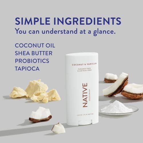 Miniatura 5 de Desodorante nativo  Desodorante natural para mujeres y hombres  Paquete de 3 coco y vainilla  Contiene probióticos  Sin aluminio y sin parabenos