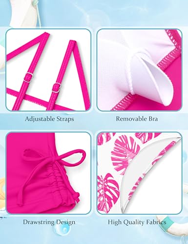 Image of Girls Tankini Swimsuits Two Piece Bathing Suit Drawstring Swimwear Set for Girls 7-18 Years