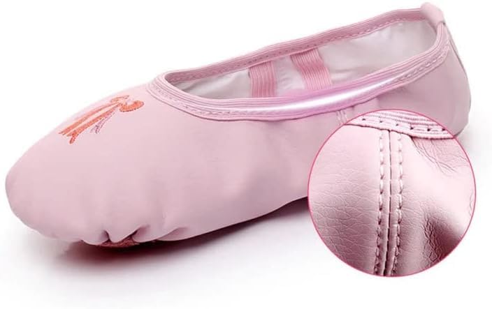 Ballet Dance Shoes for Girls Split Sole Embroidered Bow Design Toddler Little Girls3