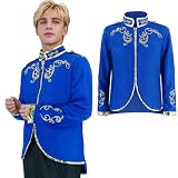 TPHAYSH Mens Palace Prince Costume Gold Embroidered Jacket Adult Medieval Court Uniform Officer Punk Halloween Cosplay Suit M
