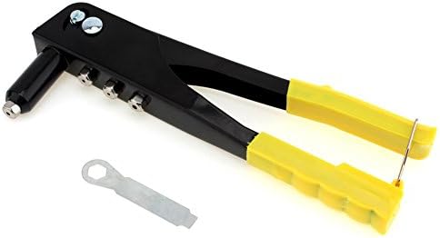 Riveters Gun, Blind Rivets Pop Rivet Gun Kit, Hand Repair Tools Riveter, Heavy Duty Riveting Tool with Rivet Heads and Wrench, Rrivnut Gun for Metal, Wooden and Plastic Yellow