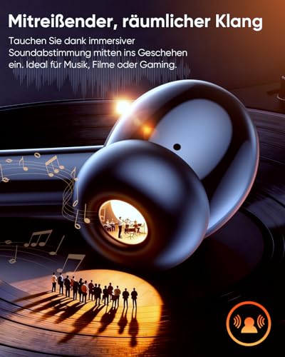 ZIUTY Bluetooth 5.3 Kopfhörer Kabellos, In Ear Bluetooth Kopfhörer mit 4 ENC Mikrofonen, 48 Std Spielzeit, LED Anzeige, HiFi Stereo Sound, IPX7 wasserdichte Sport Kopfhörer – Schwarz