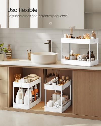 Miniatura 5 de Songmics Carro De Almacenamiento De 4 Niveles, Carrito Con Ruedas, Carro De Cocina, Ahorro De Espacio, Para Baño, Oficina, 23,6 X 42 X 86 Cm, Blanco Nube Ksc10wt