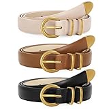 Excellente idée cadeau : lot de 3 ceintures skinny en cuir, parfaites pour les femmes de tous âges. Un cadeau adapté pour votre femme, mère, petite amie, fille et amis à Noël/anniversaire/fêtes.