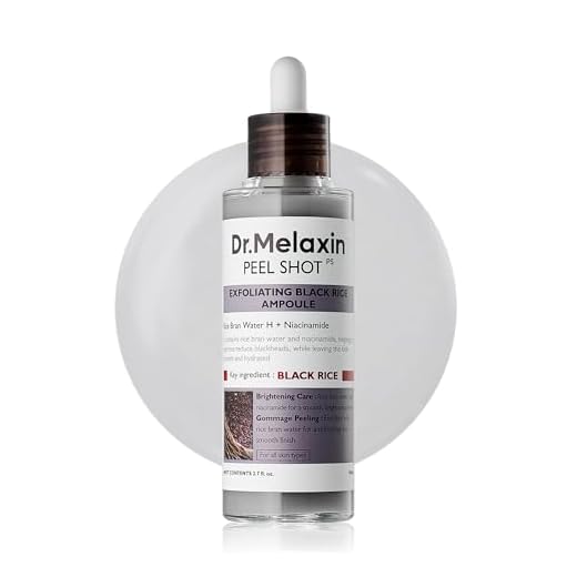 Dr.Melaxin Peel Shot Glow Black Rice Peeling Ampoule 80ml, Dead Skin Gentle Exfoliating Ampoule with Rice Water Extract, AHA BHA, Niacinamide, Daily Skin Texture Care, All Skin Types, Korean Skincare