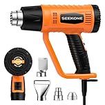 Heat Gun, SEEKONE 2000W Professional Heavy Duty Hot Air Gun Kit 400℃ & 600℃ Dual-Temperature Settings with Flame Retardant Protective Cover, 4 Nozzles for Crafts, Shrinking PVC, Stripping Paint