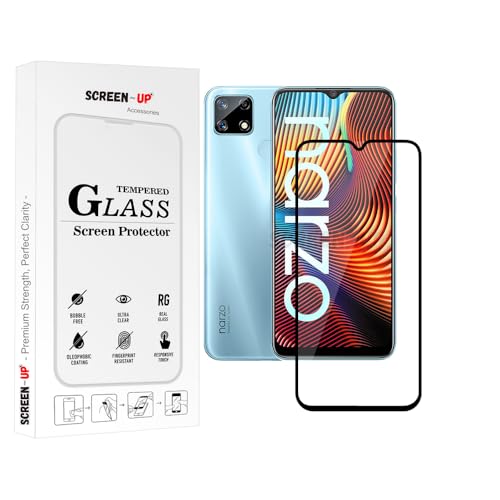 Image of ScreenUp Tempered Glass For Realme Narzo 20 - Ultra Clear, 9H Scratch Resistant, Full Coverage, Easy Install Screen Protector