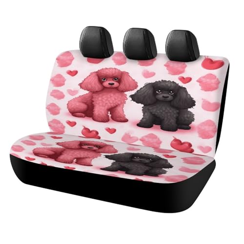 Funda para asiento trasero de coche para viajar con mascotas, diseño caniches rosados
