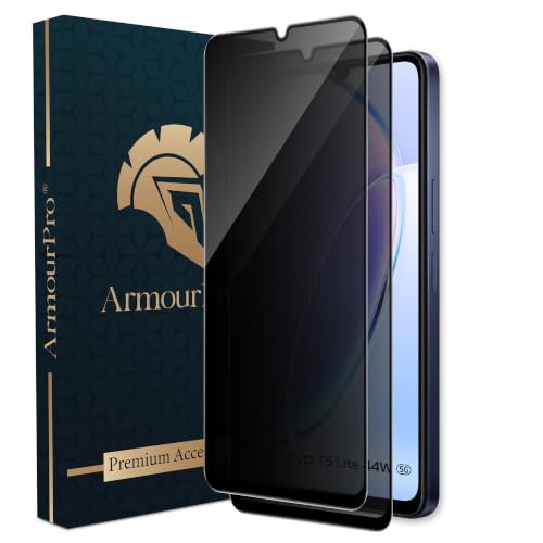 Image of ArmourPro Anti-Spy Privacy Tempered Glass for Vivo T5 Lite - Anti Peeping Screen Protector, Edge to Edge Full Coverage, 9H Hardness, Easy Installation Kit | Pack of 2
