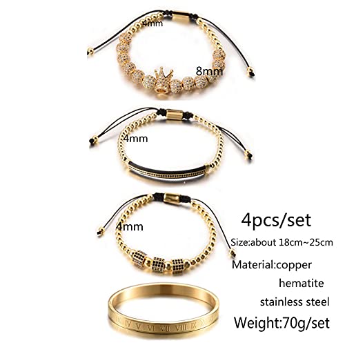 Hyhoney Gold Bracelets For Men Gold Bracelets For Women Mens Bracelet Beaded Bracelets Zircon Crown King Bracelets For Men Women Stainless Steel Cuff Bangle Gold Cuff Bracelets For Women #TOP2