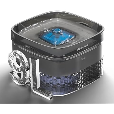 Devopet Dog Water Fountain, 2.4Gal/9L Large/Wide Pet Water Dispenser, Cat Fountain with Multi-Filtration System, Pet Drinking Fountain,LED Water Shortage Reminder, Great for Large Dogs Cats Cover