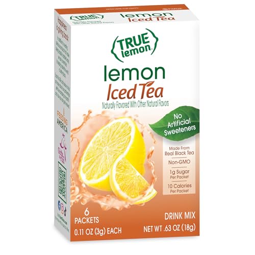 LEMON ICED TEA MIX by TRUE LEMON | Instant Powdered Drink Packets That Quench YOUR Thirst, Mouth Watering True Citrus LEMON (ICED TEA), 6 Count (Pack of 4) - Thumbnail 2