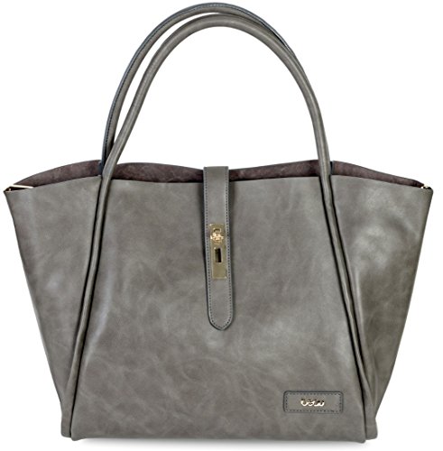 Beau Caris Faux Leather Diaper Bag - Grey