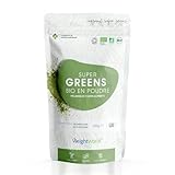 Super Greens en Poudre Bio 200g 40 Portions - 9 Super Aliments Riche en Vitamines & Minéraux - Poudre de Maca, Guarana, Matcha Bio, Chlorella Chlorophylle, Baobab, Herbe de Blé, Acai, Orge, Lin