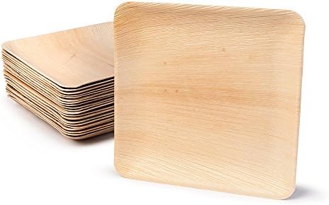 BIOZOYG Palmware DTW05349 Disposable palm leaf plate, 25 pieces, angled, 25x25 cm, compostable