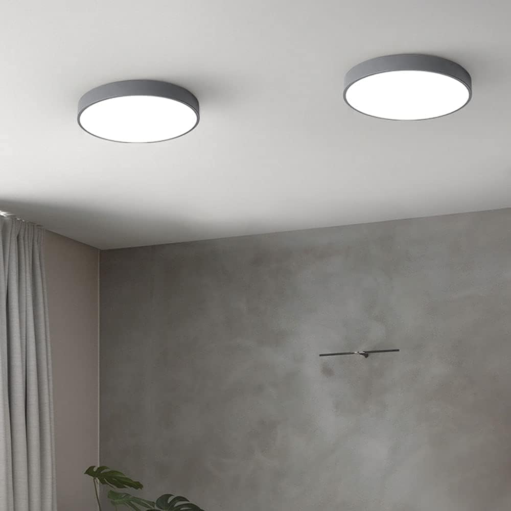 Creative Colored Iron Art Round LED Flush Mount Ceiling Light, Flat Slim Modern Ceiling Lamp, White Light 6000K, Close to Ceiling Light Fixtures