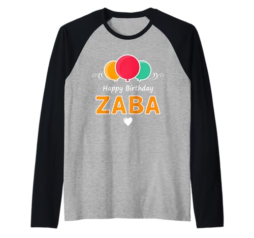 Happy Birthday Saying Zaba Raglan Baseball Tee
