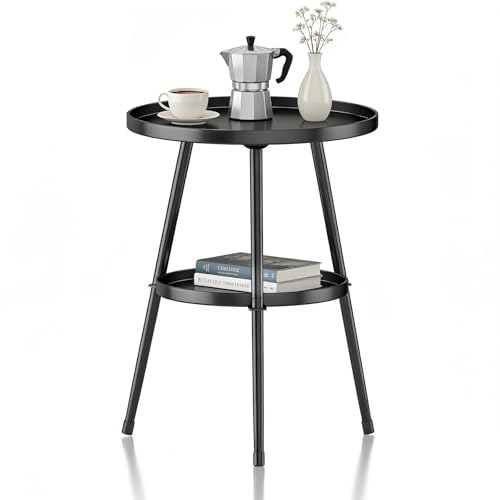 LMGVRZK Two-Tier Round Metal Side Table