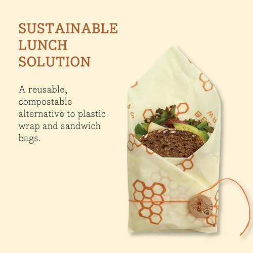 Bees-Wrap-Reusable-Beeswax-Food-Wraps-Made-in-the-USA-Eco-Friendly-Beeswax-Wraps-for-Food-Sustainable-Food-Storage-Containers-Organic-Cotton-Food-Wraps-Sandwich-Wrap-for-Bread-Honeycomb-Pattern