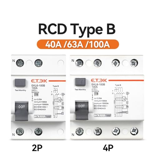 Disjoncteur différentiel type B EKL6 40 A 300 mA triphasé monophasé 4P